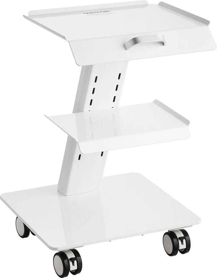 Vevor 40 x 41.5 x 60.5 cm Mobiele Laboratoriumwagen 3 Planken 220 lbs Laadvermogen met 1 Installatieaccessoires voor Laboratorium Ziekenhuis Tandartspraktijk Salon