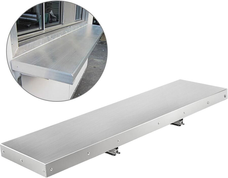 Vevor Wandplank met Roestvrij Stalen Frame 122x30.5 cm Aluminium Oppervlak Max. Laadvermogen 20 kg Eenvoudige Installatie Geschikt voor Keuken en Badkamer - Foto 2