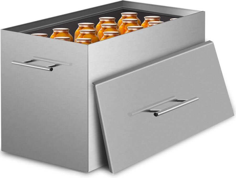 Vevor 52.1 x 29.2 x 33 cm Waterbadkan 304 Roestvrij Staal 14.19 L Capaciteit Met Twee Inmaakrekken en Afneembare Handgrepen