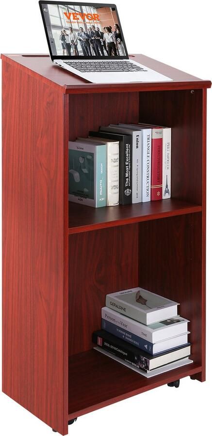 Vevor 60 X 36 X 120 cm Sta-bureau Lessenaar Staand Met Leesgedeelte Opbergplank Sta-Bureau voor Kerken Kantoren Scholen Draagvermogen 30 kg Bruin