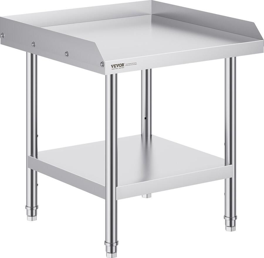 Vevor 61 x 61x 60 cm Roestvrijstalen Werktafel Commerciële Voorbereidingstafel de Plank Kan in Drie Niveaus Worden Versteld Handig en Praktisch Het Biedt Uitstekende Roestbestendigheid