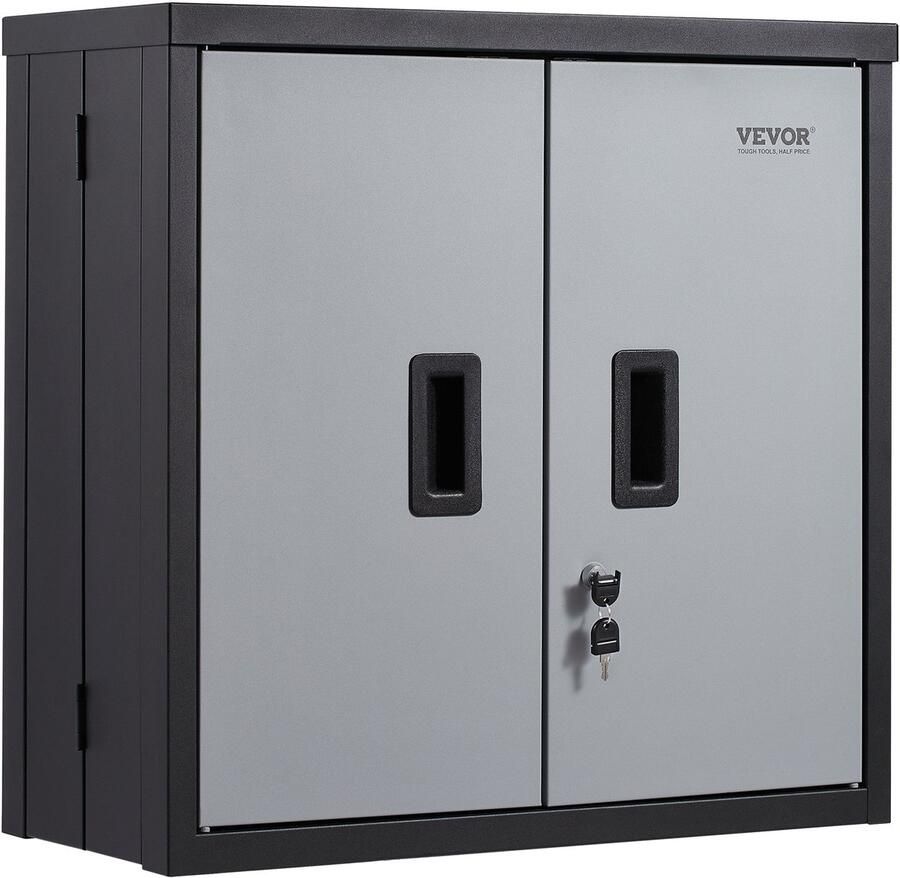 Vevor 66 x 30.5 x 66 cm Opvouwbare Wandkast SPCC-Staal Draagvermogen 108.8 kg Sterk Laadvermogen Magnetische Deuren Verstelbare en Afneembare Plank Geschikt voor Garage en Werkruimte