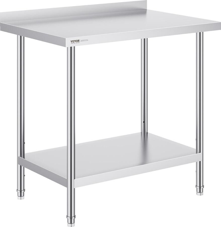 Vevor 914 x 610 x 914 mm Roestvrijstalen Werktafel Voedselbereidingstafel Commercieel Het Biedt Uitstekende Roestbestendigheid