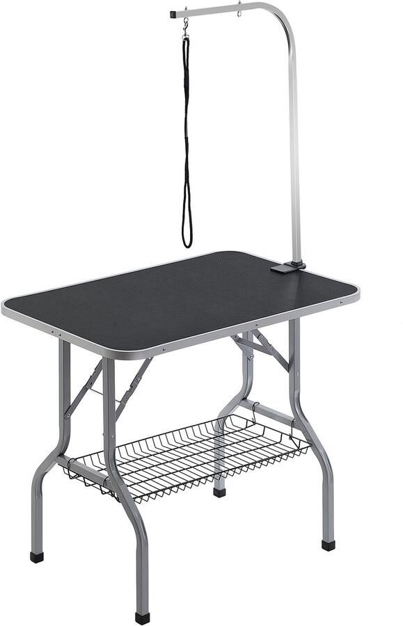Vevor 98 5 x 61 5 x 166 2 cm RVS Hondenverzorgingstafel 150kg Laadvermogen Kaptafel Opvouwbare Dierenverzorgingstafel Bureaublad Ideaal voor het Baden Trimmen Drogen Borstelen