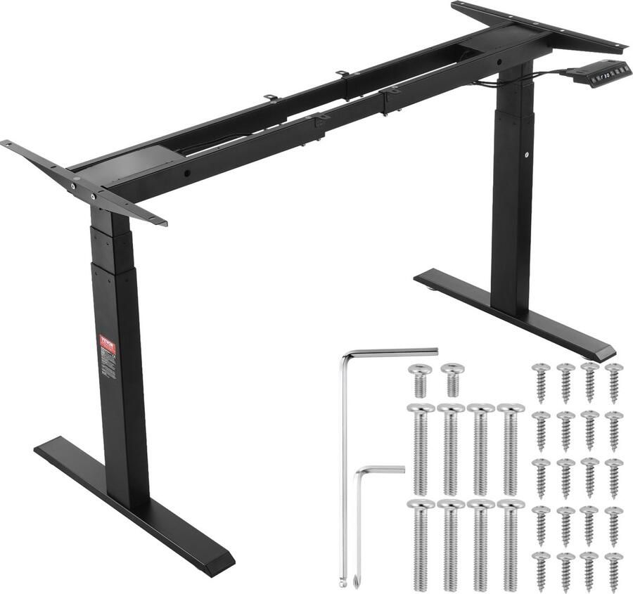 Vevor Bureauframe met Dubbele Motor Verstelbare Hoogte 65-129 cm en Lengte 110-178 cm Elektrisch Tafelframe Zwart 3 Posities Q235A Koudgewalst Koolstofstaal Belasting ≥ 125 kg Geluidsniveau