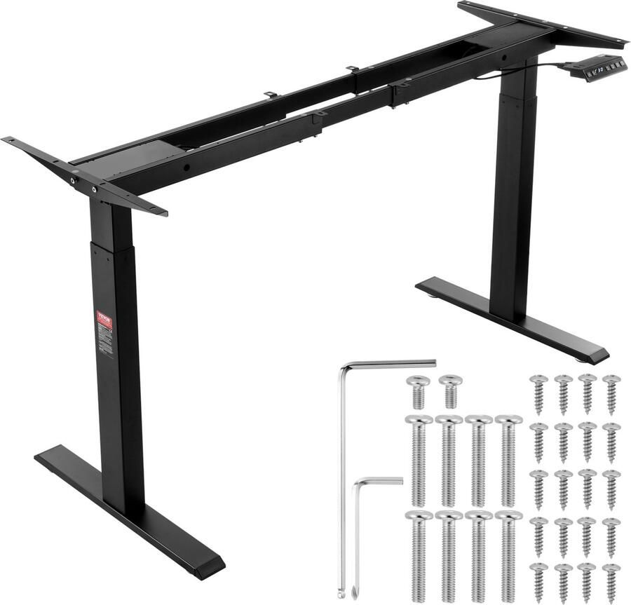 Vevor Bureauframe met Dubbele Motor Verstelbare Hoogte 70-117 cm en Lengte 110-178 cm Elektrisch Tafelframe Zwart Q235A Koudgewalst Koolstofstaal Belasting ≥ 125 kg Geluidsniveau