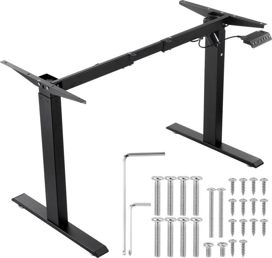 Vevor Bureauframe Verstelbare Hoogte 70-117 cm en Lengte 90-135 cm Elektrisch Tafelframe Zwart Q235A Koudgewalst Koolstofstaal Belasting ≥ 80 kg Geluidsniveau