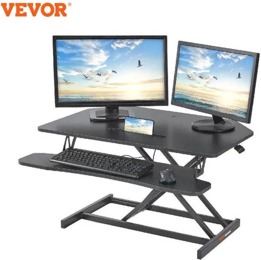 Vevor Computer Tafel Dubbellaagse Staande Bureauconverter 36 X 23.6 In Hoogte Verstelbare Staande Bureau Tafel Game Bureau Zit Om Converter Thuis Te Staan