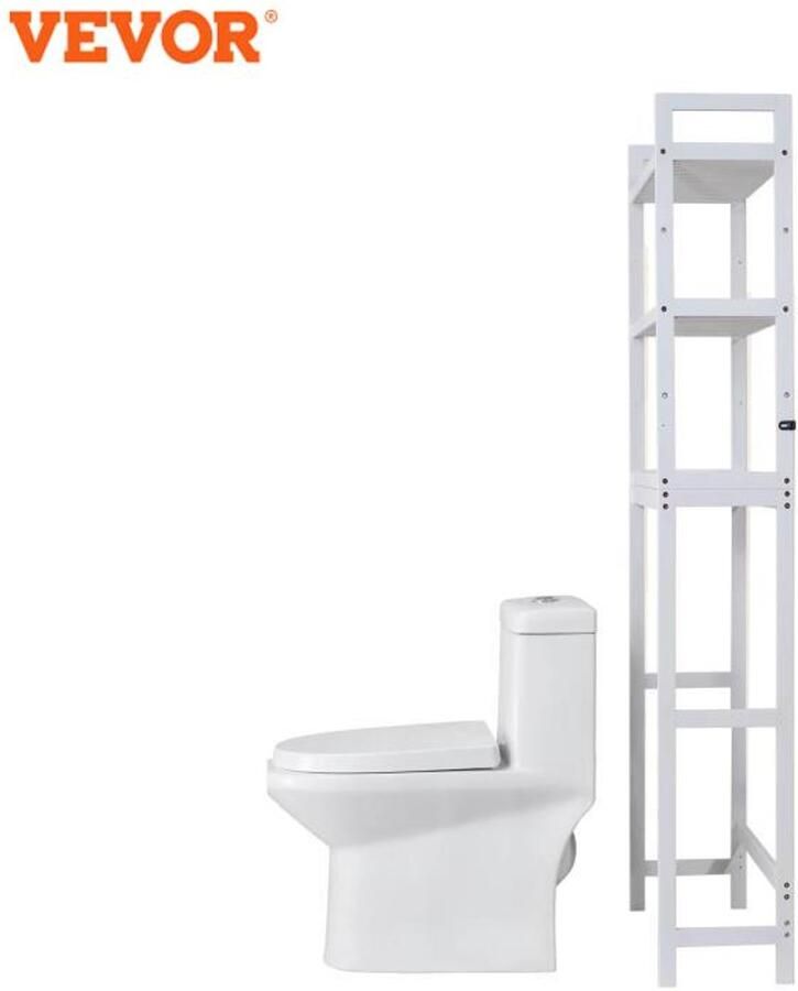Vevor Digitalewarenhuis Opbergrek toilet Bamboe 3-Laags Ruimtebesparend & Verstelbare Planken – Stevig & Waterdicht met ophanghaken