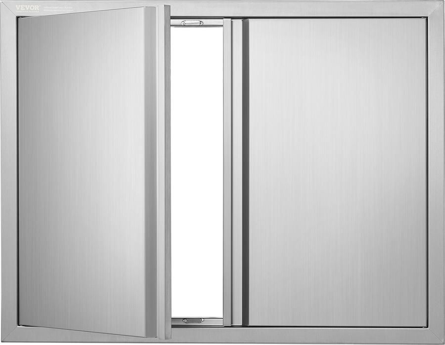 Vevor Grilltoegangsdeur 787 x 609 mm dubbele buitenkeukendeur verzonken gemonteerde roestvrijstalen deur verticale wanddeur met intrekbare handgrepen voor grilleiland grillstation buitenkast