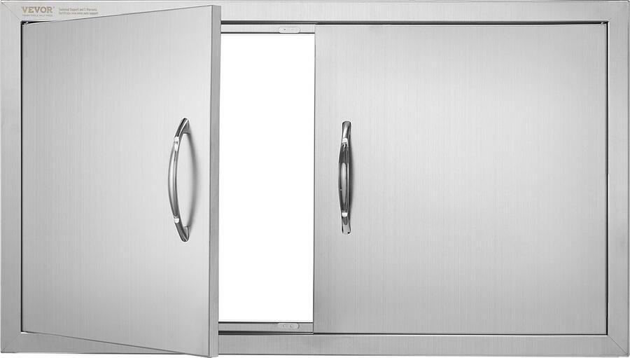 Vevor Grilltoegangsdeur 863 x 482 x 46 mm dubbele buitenkeukendeur inbouw roestvrijstalen deur verticale wanddeur met handgrepen voor grilleiland grillstation buitenkast enz