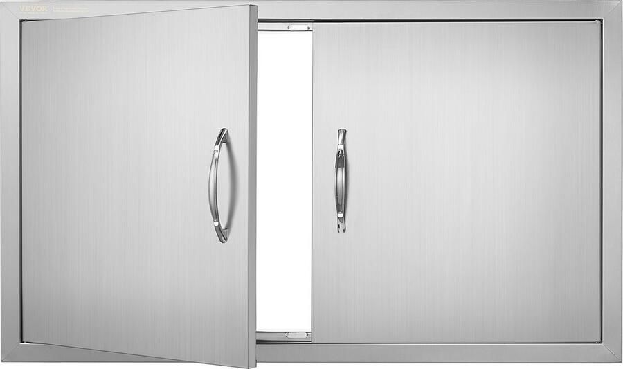 Vevor Grilltoegangsdeur 915 x 533 x 46 mm dubbele buitenkeukendeur inbouw roestvrijstalen deur verticale wanddeur met handgrepen voor grilleiland grillstation buitenkast enz