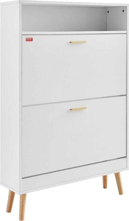 Vevor Jemaison Schoenenkast 2 lades Houten poten Schoenenkast wit Halmeubel Ladekast 80 x 23 7 x 120 cm