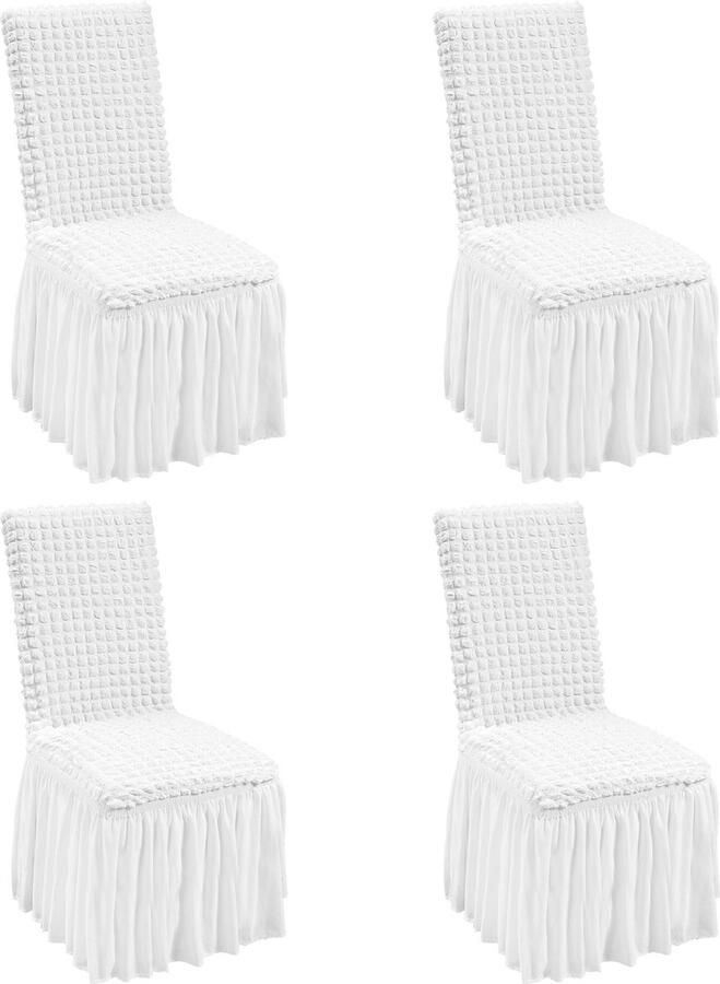 Vevor Lange Geplooide Stoelhoes Met Beenzakken 4 Stuks 44*51*92.5cm- Afneembare Wasbare Stoelhoezen Voor Verjaardagsfeest Bruiloft Zakelijke Vergadering Banket Feest Wit