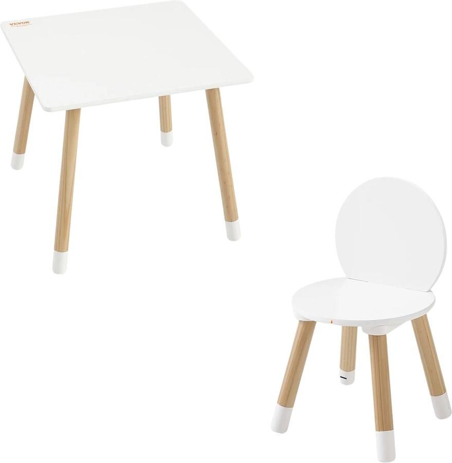 Vevor LaVida Peuter bureau met stoelen 2 t m 6 jaar Activiteiten tafel Multi functioneel Wit en naturel