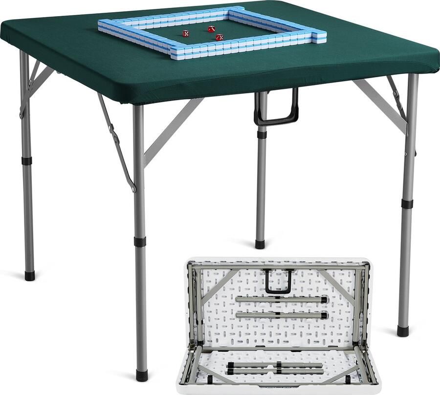 Vevor Mahjongtafel Met Mahjongstenenset Kaarttafel Voor 4 Spelers Met 144 Mahjongstenen En 3 Dobbelstenen Ontworpen Voor Chinese Regels Antislip Geluidsisolatie Voor Buitenbarbecues Verjaardagsfeestjes En Andere Evenementen