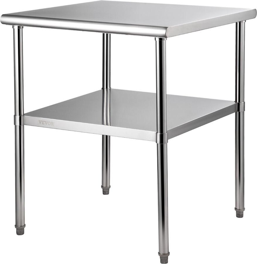 Vevor Roestvrijstalen Tafel Met Inklapbare Poten 76 2 X 76 2 X 91 4 Cm Commercieel Werkkeukenmeubilair Belastbaar 226kg + 136kg Voor Garage Restaurant Coffeeshop Tuin Werf Zilver