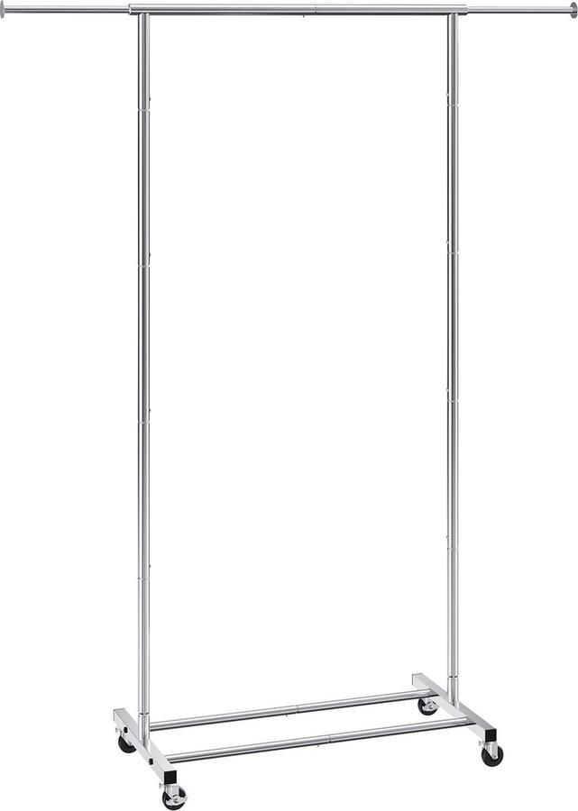 Vevor Rolling Kledingrek Uitschuifbare lengte 30 7-54 3 inch 781-1378 mm Hoofdmateriaal Q235 koolstofstaal + Verchromen met Rubber Wiel