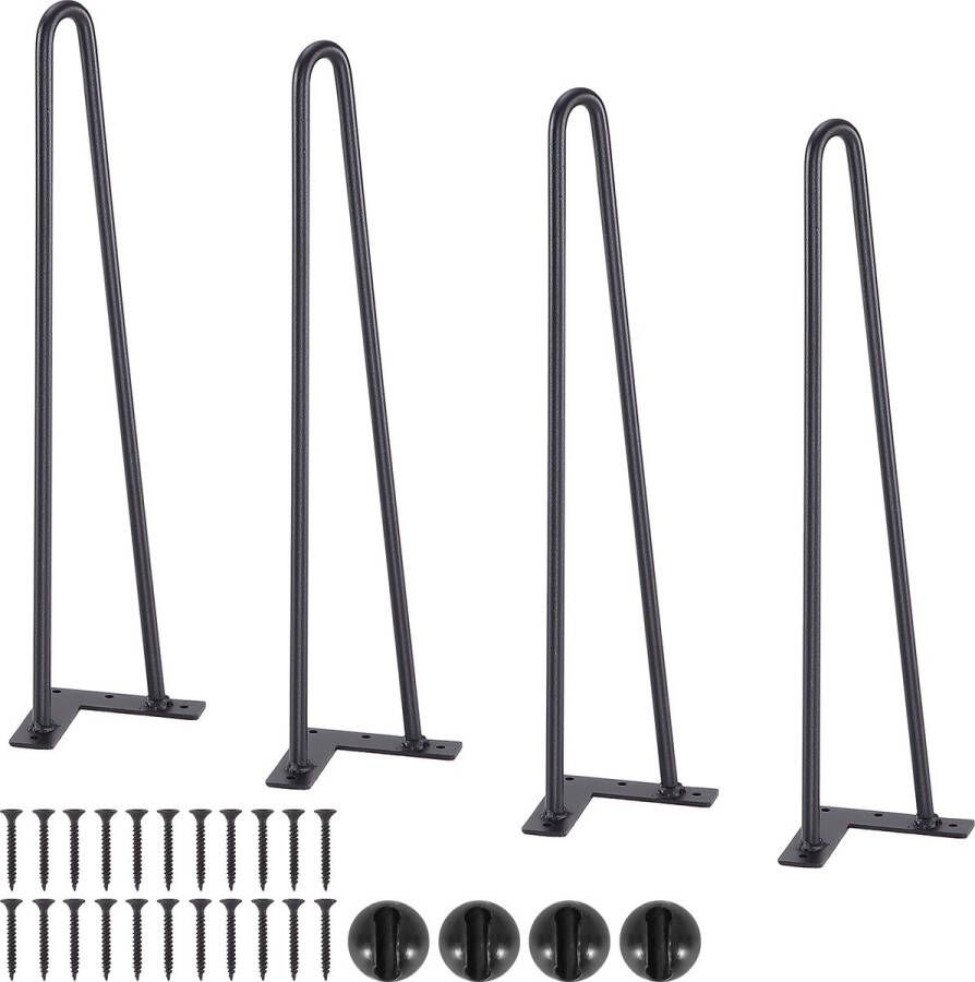 Vevor set van 4 tafelpoten haarspeldpoten 482mm hoog 110x110mm montageplaat koolstofstaal gepoedercoat haarspeldpoten 227kg draagvermogen Ideaal voor keukentafels woonkamer consoles studiotafels