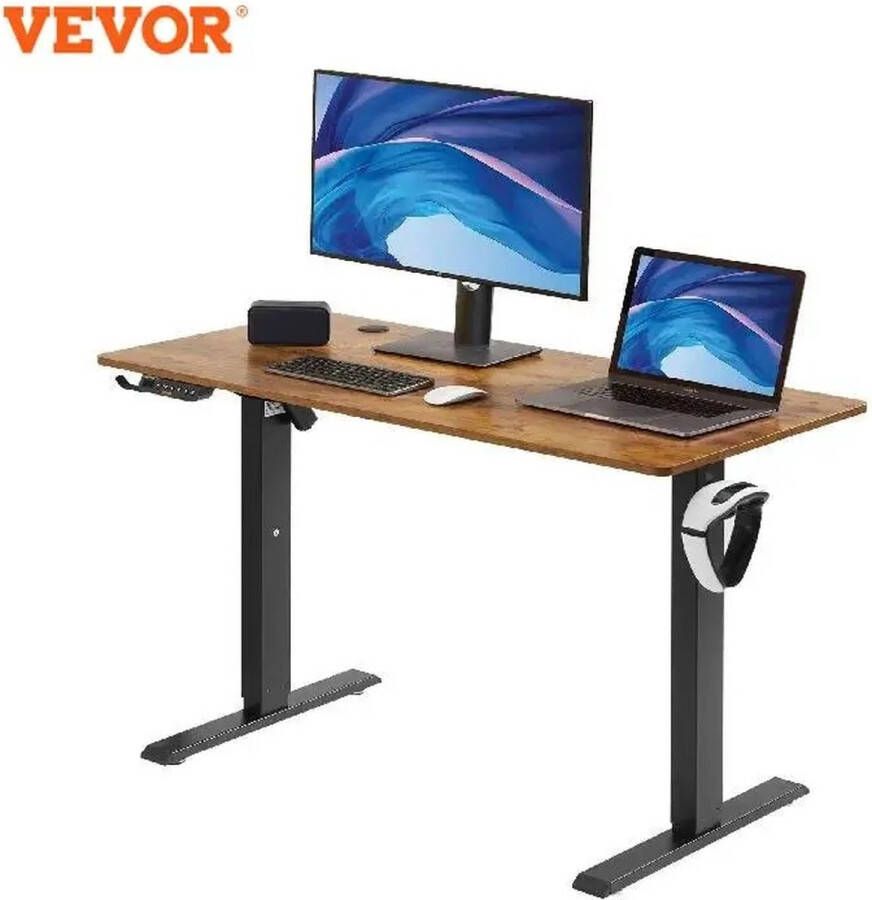 Vevor Sustainably C Bureau Elektrisch Verstelbaar Kantoor 120x60 Cm Kabelgeleiders Zit Sta Bureau Thuiswerken -72 cm 110 cm Ergonomisch Kleur Vintage Bruin