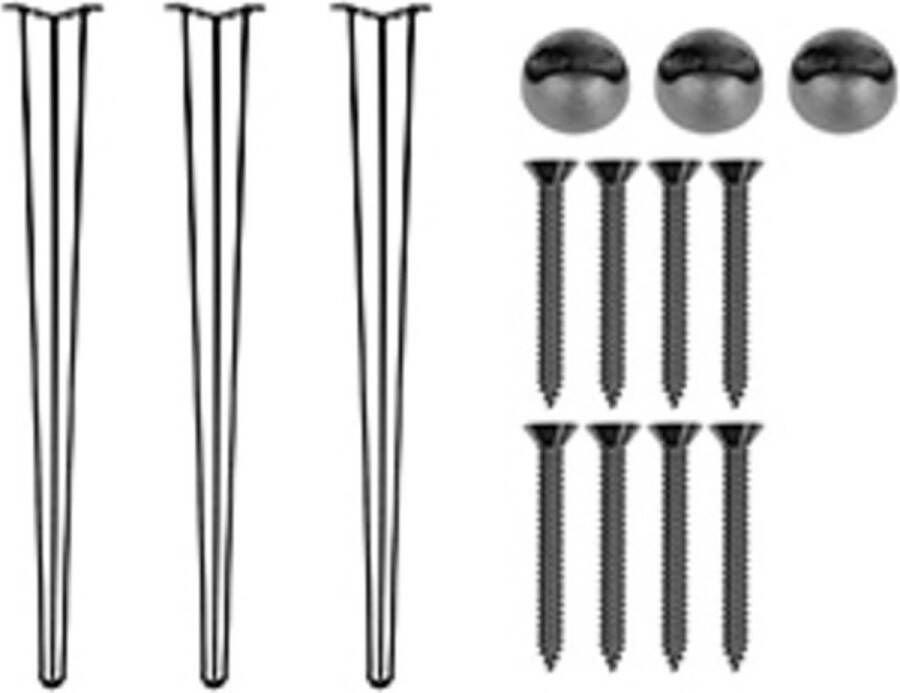Vevor Tafelpoten metaal zwart 91 5 cm 3-Staaf Hairpin poten