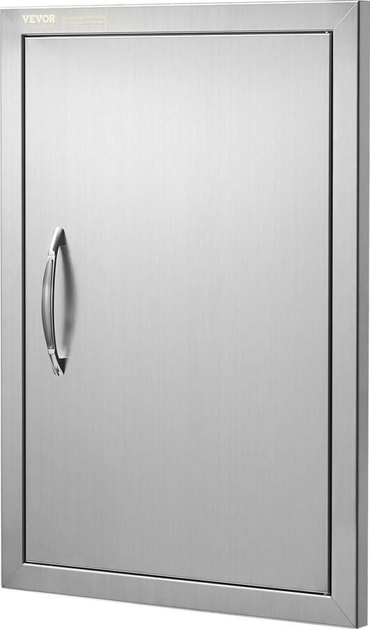 Vevor Toegangsdeur Voor Grill Met Handgreep -432 x 610 Mm Enkele Deur Voor Buitenkeuken Verzonken Roestvrijstalen Deur Verticale Wanddeur Voor Grileiland Grillstation Buitenkast