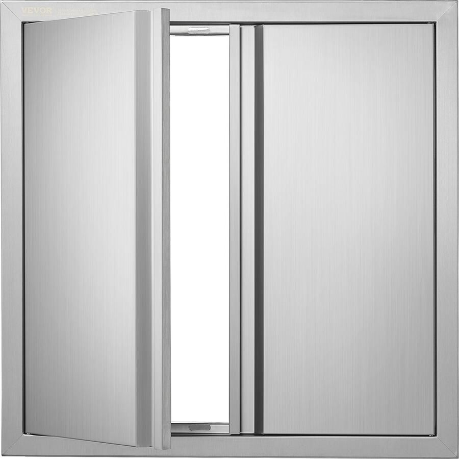 Vevor Toegangsdeur Voor Grill Met Intrekbare Handgreep 610x610 Mm -Dubbele Deur Voor Buitenkeuken Inbouwdeur Inox Verticale Muurdeur Voor Grilleiland Grillstation Buitenkast