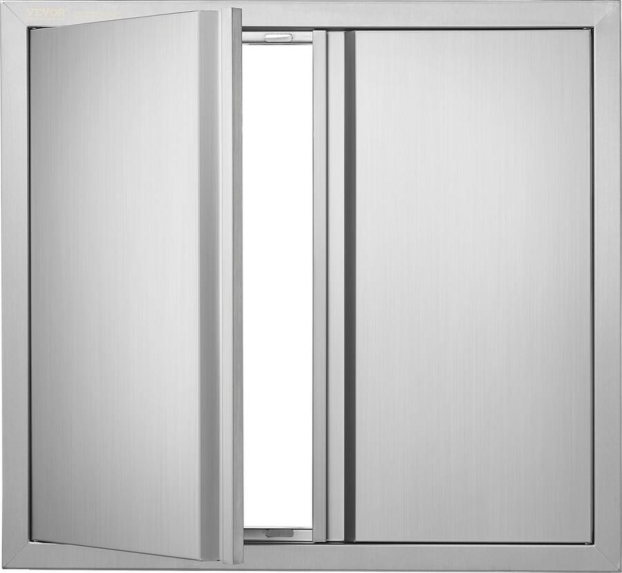 Vevor Toegangsdeur Voor Grill Met Intrekbare Handgreep 660 x 610 Mm -Dubbele Deur Voor Buitenkeuken Inbouwdeur Inox Verticale Muurdeur Voor Grilleiland Grillstation Buitenkast