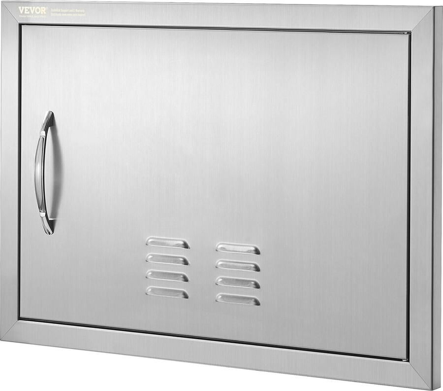 Vevor Toegangsdeur Voor Grill Met Ventilatiegleuven 610 x 432 Mm Enkele Deur Voor Buitenkeuken Met Handgreep Inbouwdeur Inox Verticale Muurdeur Voor Bareiland Grillstation Buitenkast