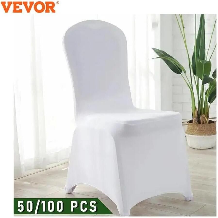 Vevor™ Vevor Stoelhoezen Trouwstoel hoezen Stoelhoezen bruiloft 50 stuks wit