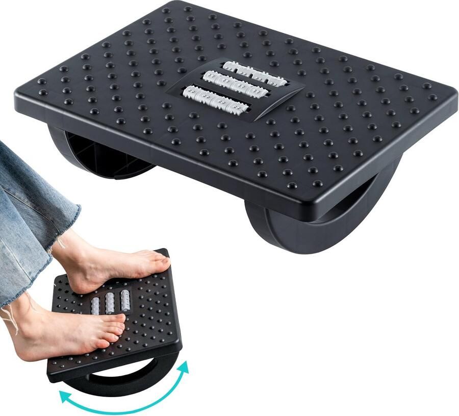 VFANDV Voetsteun Bureau Halfronde Draaibare Pedaal Bureau Voetsteun met Massagefunctie 6 Hoogte Verstelbare Voetenbank Ergonomische Voetenbank Antislip Voetsteun voor Kantoor en Thuis
