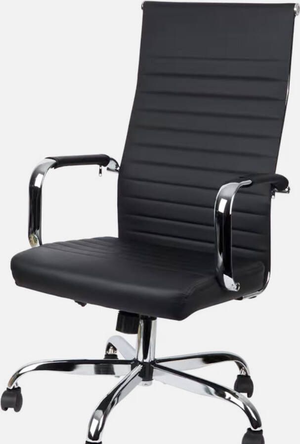 Via Chasse Verstelbare Bureaustoel Zwart Ergonomische Rugleuning Extra Stabiele Basis