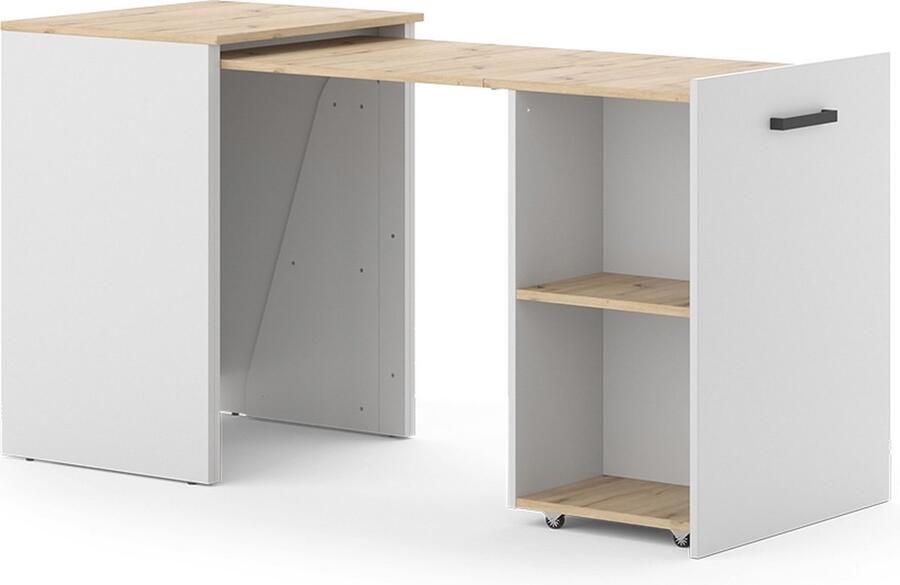 Vicco Adam Bureau – 60 x 50.4 cm Uitschuifbaar Grijs Artisan eik Uitschuifbaar