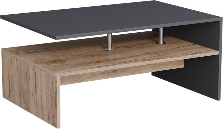 Vicco Amato Salontafel – 90 x 52.6 cm Antraciet gouden eik