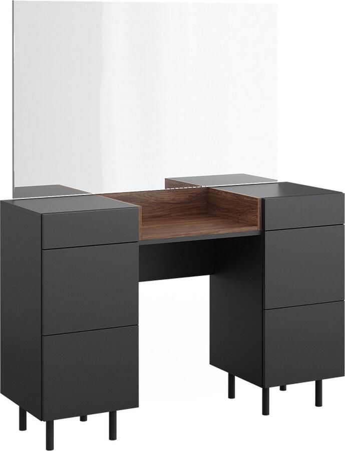 Vicco Anika Kaptafel – 120 cm met spiegel Antraciet met spiegel