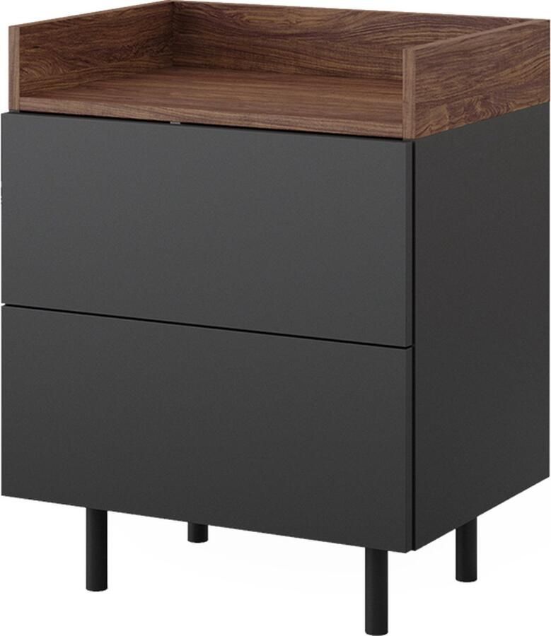 Vicco Nachtkastje Anika Antraciet Walnoot 54 x 68 cm