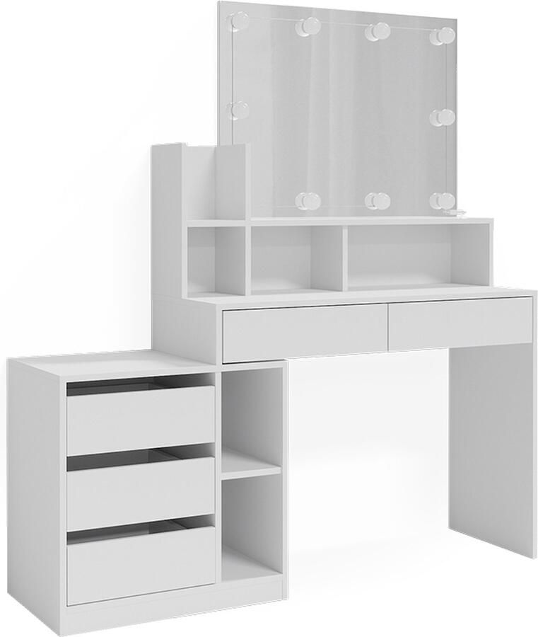 Vicco Anja Kaptafel – 139.8 cm met LED-verlichting Wit met LED-verlichting