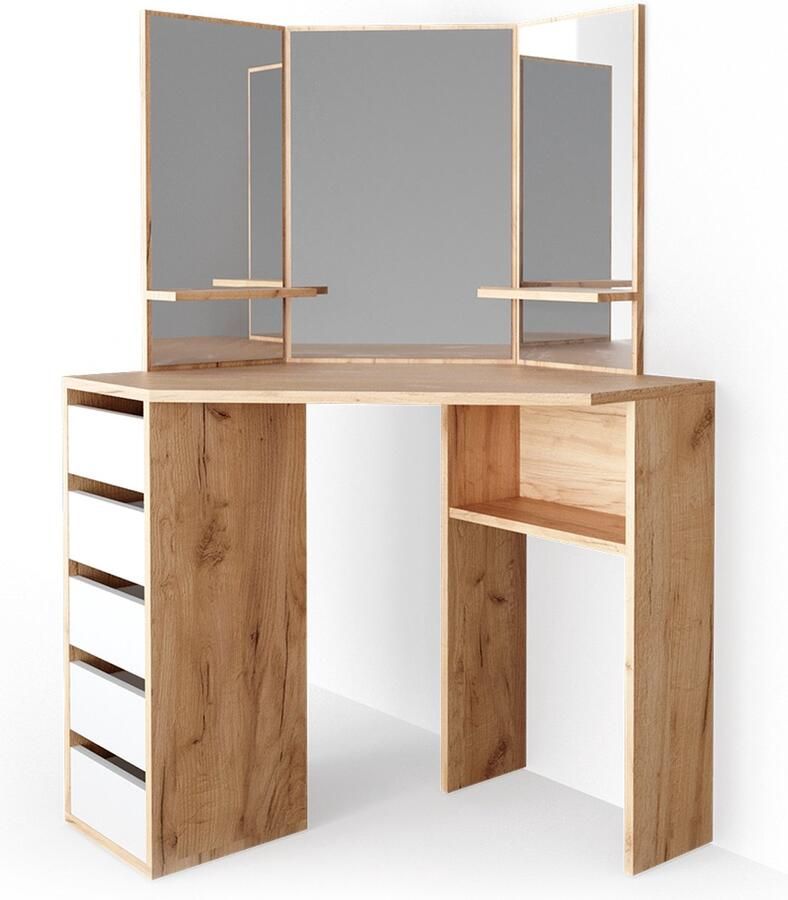 Vicco Arielle Hoek kaptafel – 110 cm Krachtige eik goud