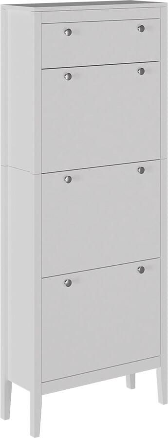 Vicco AronSchoenenkast – 60 x 153 cm 3 compartimenten Wit 3 compartimenten