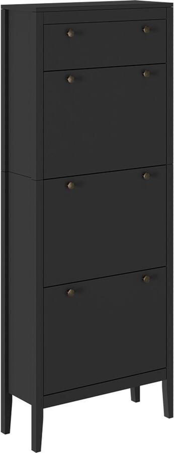 Vicco AronSchoenenkast – 60 x 153 cm 3 compartimenten Zwart 3 compartimenten