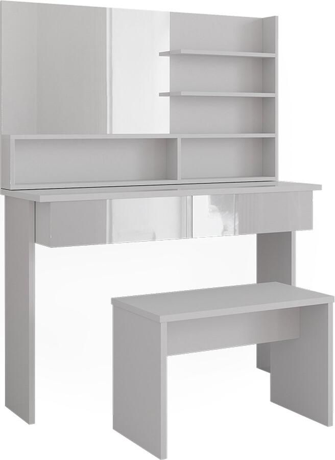 Vicco Kaptafel Azur Wit Wit Hoogglans 120 cm met bank