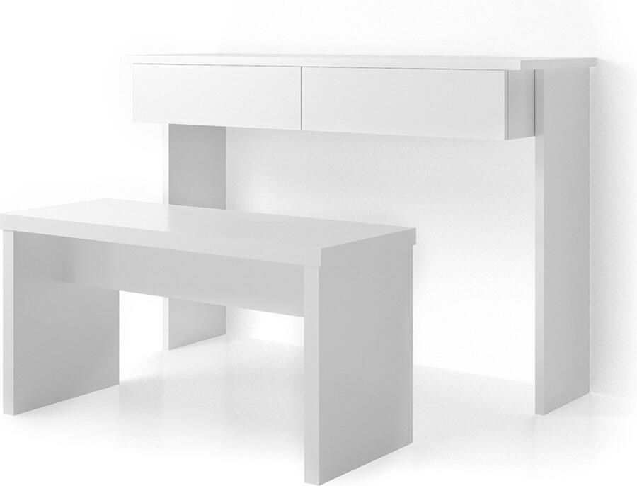 Vicco Azur Kaptafel – 120 cm zonder spiegel met bank Wit zonder spiegel met bank