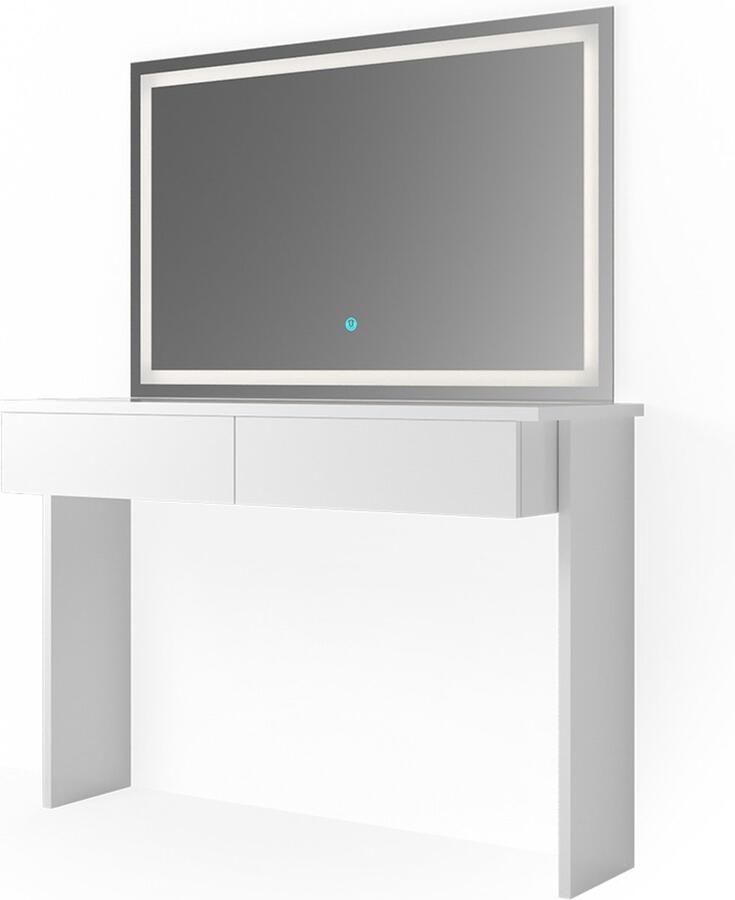 Vicco Azur Kaptafel met licht – 120 cm met LED-spiegel Wit met LED-spiegel