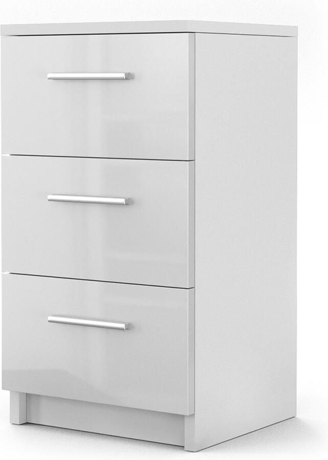 Vicco Boxspring nachtkastje – 38 x 66 cm Wit Hoogglans