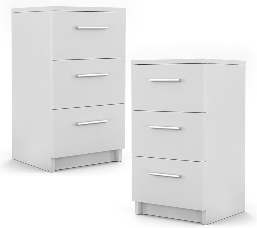 Vicco Boxspring nachtkastje – 38 x 66 cm Set van 2 Wit Set van 2