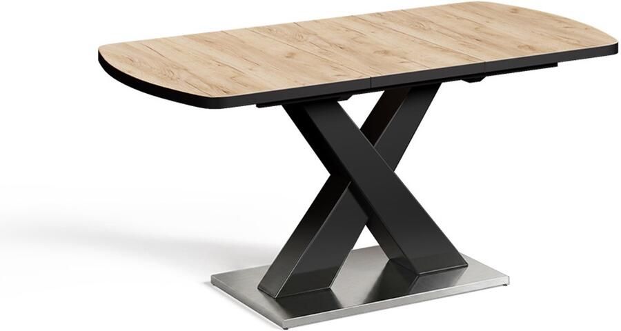 Vicco Chinto Eetkamertafel – 120 x 80 cm Uitschuifbaar Zwart eiken rustiek Uitschuifbaar - Foto 2
