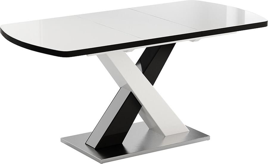 Vicco Chinto Eettafel – 120 x 80 cm Uitschuifbaar Zwart wit Uitschuifbaar - Foto 2