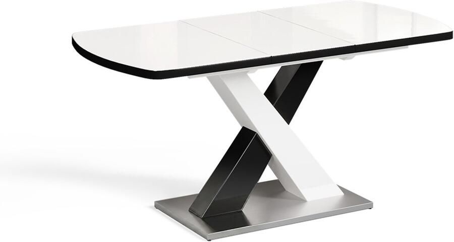 Vicco Chinto Eettafel – 120 x 80 cm Uitschuifbaar Zwart wit Uitschuifbaar - Foto 3
