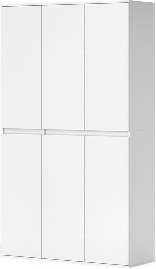 Vicco ClausKledingopslagkast – 111 x 191.5 cm met 6 deuren Wit met 6 deuren