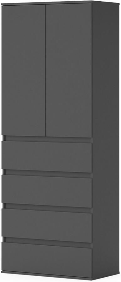Vicco ClausKledingkast – 74 x 191.5 cm met 4 laden Antraciet met 4 laden
